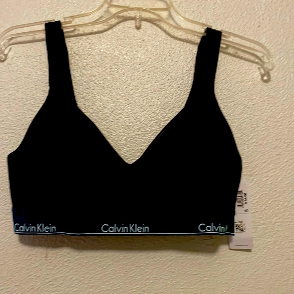 Calvin Klein modern cotton bralette in charcoal grey.